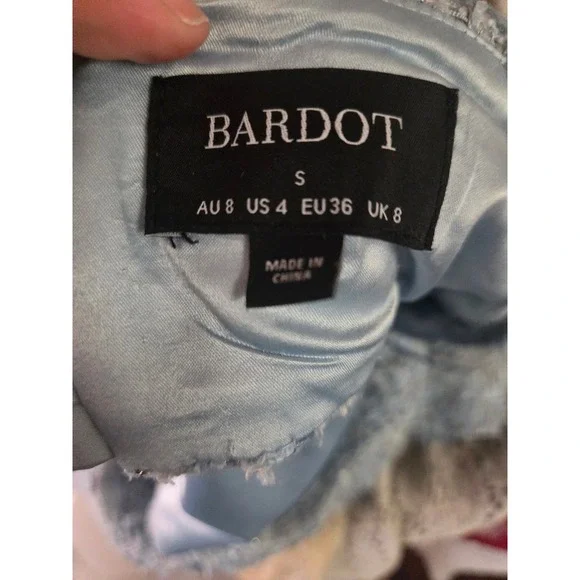 Bardot‎ Roma Plaid Cutout Halter Minidress Light Blue Sequins Sparkle Size S - Picture 6 of 6